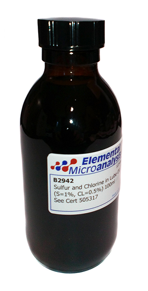 DISCONTINUED

Sulfur and Chlorine in Lube Oil (S=1%, CL=0.5%) 100ml  See Cert 051220